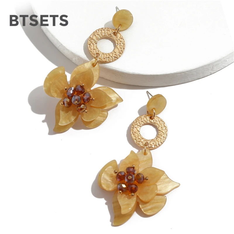 Женские серьги в виде цветка ювелирное изделие богемные массивные акриловые