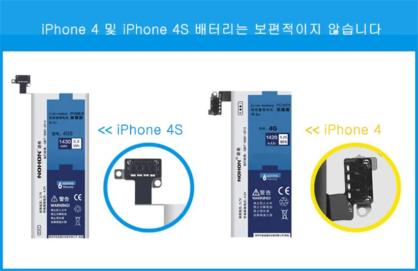 NOHON для iPhone 4, 4S, 5, 5S, 5C, SE аккумулятор, настоящая большая емкость, сменная телефонная батарея, инструменты для ремонта, розничная посылка