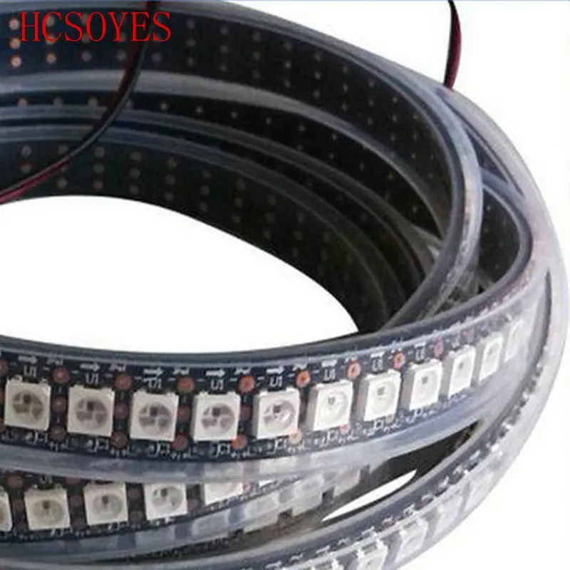 DC5V 1 м WS2812B RGB полоса 30/60/144 led/M пикселей водонепроницаемый черный/белый PCB 5050 SMD