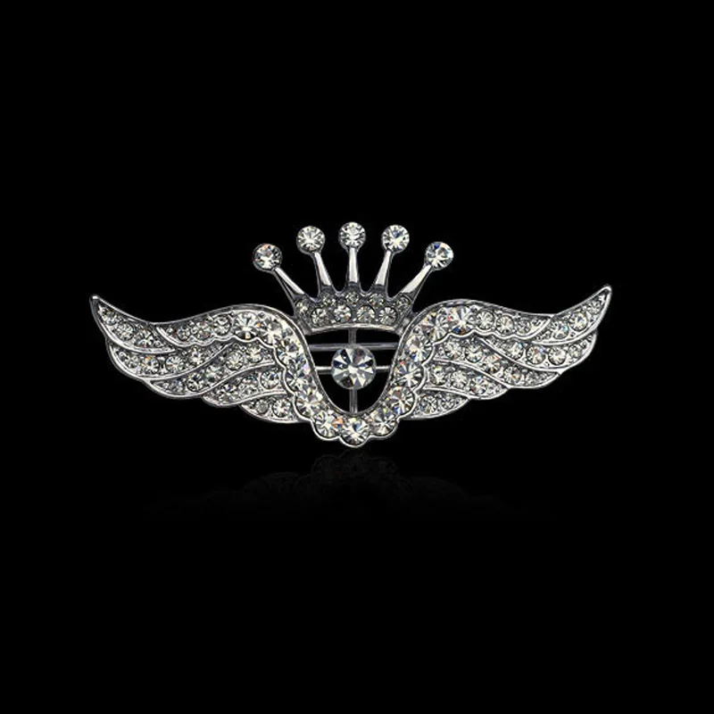 Модные популярные украшения унисекс Серебряная корона со стразами брошь с