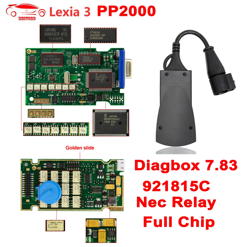 Lexia 3 PP2000 Diagbox V7.83 921815C прошивка для Citroen для Пежо Lexia3 эстафета NEC полный чип Lexia-3 OBD2 диагностический инструмент