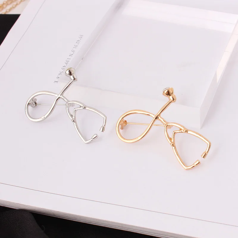 Брошь в виде стетоскопа заколки для воротника корсаж подарок врача медсестры