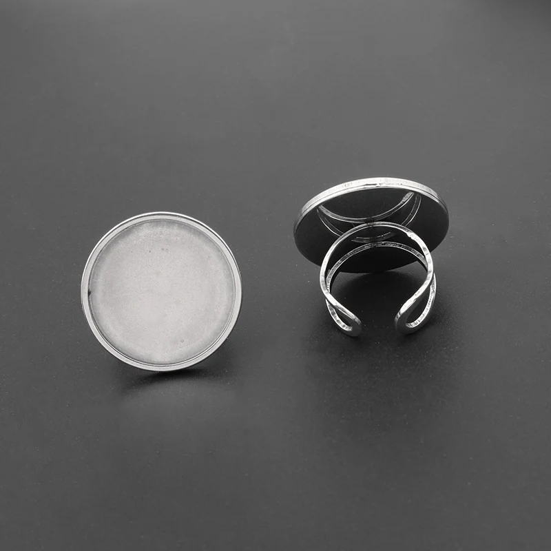 2 шт. регулируемое круглое/квадратное основание кабошона из нержавеющей стали 20