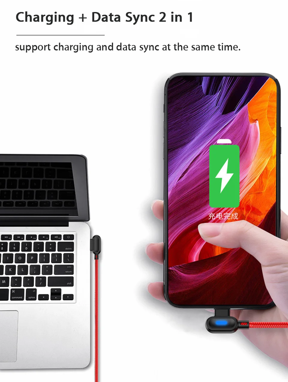 90 градусов Usb type C кабель для быстрой зарядки Тип провода 2 м Кабо Tipo Xiaomi Redmi Note 8 Pro 8T