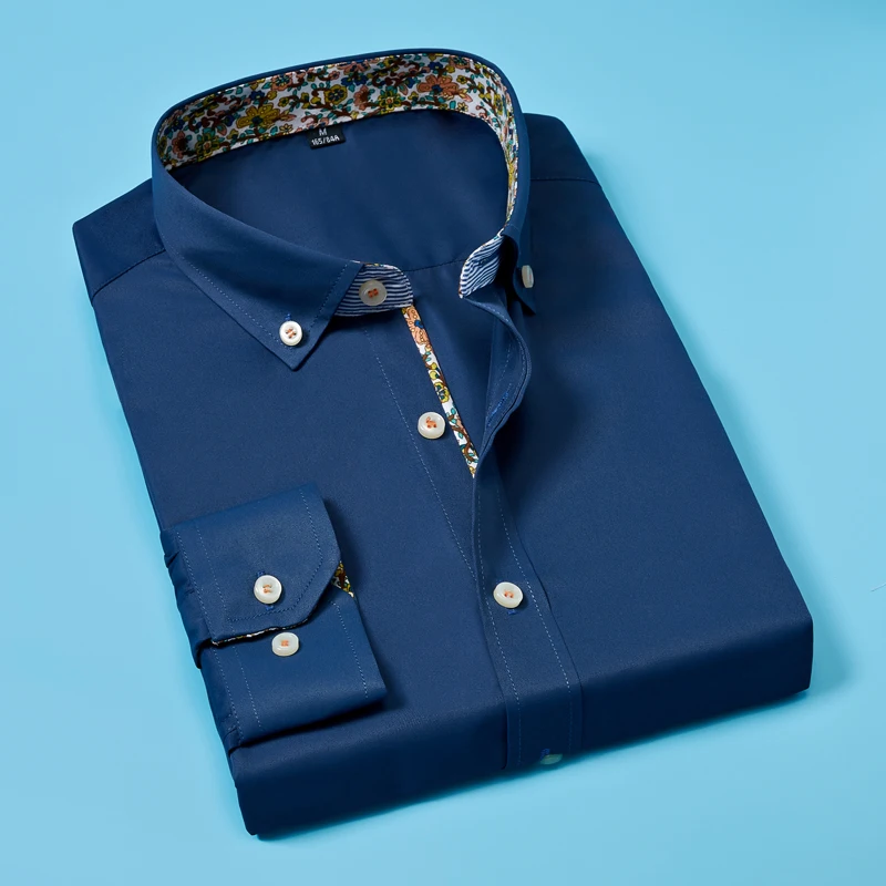 Мужская Новая рубашка с длинным рукавом деловые повседневные приталенные