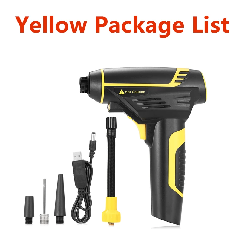 Yellow Автомобильный надувной насос с usb зарядкой, беспроводной ручной Электрический 120 Вт Цифровой автомобильный воздушный компрессор, насос для мотоциклов, автомобилей, грузовиков - Название цвета: Yellow