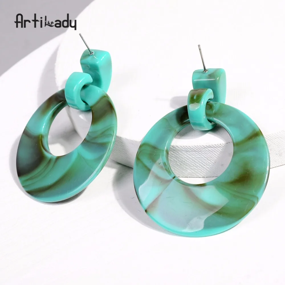 Artilady, полимерные серьги-кольца, черепаха, акриловые серьги для женщин, массивные серьги, ювелирное изделие