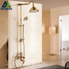 Новый набор 8-дюймовых смесителей для душа с настенным креплением, античная латунь, с двумя ручками, поворотный излив для ванны, смесители для душа + мыльница