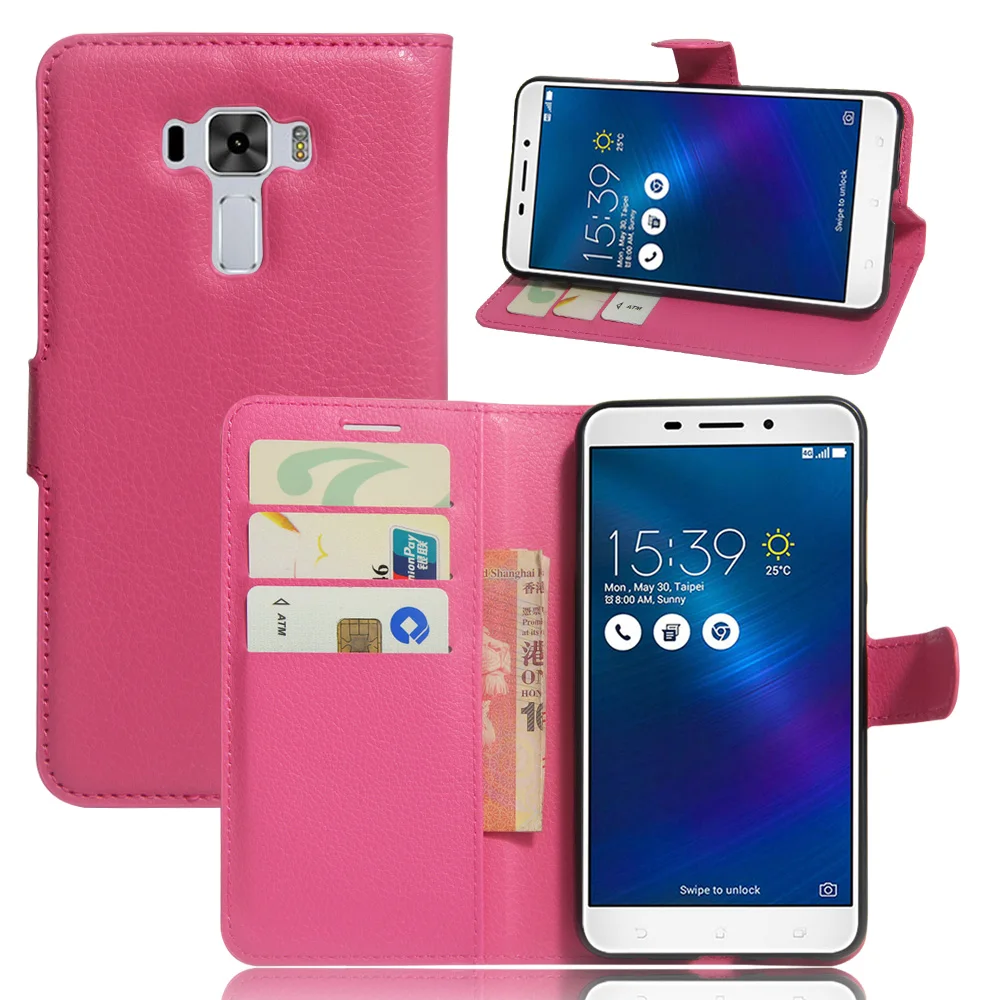 Original PU Leather Wallet Case for Asus Zenfone 3 Laser ZC551KL Phone Bag Cover with Stand Function and Visa Card Slot | Мобильные