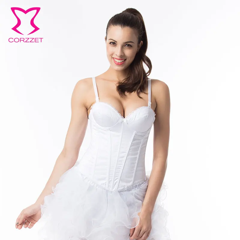 Корзет белый хлопок Overbust свадебные корсеты и бюстье талии тренер стальная