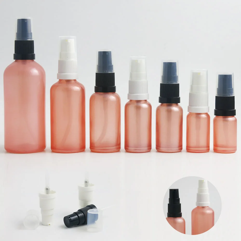 

360 x Top quality Portable Essential Oil Pink Glass Bottles with White / Black Pump For Liquid Reagent Pipette Travel Portable