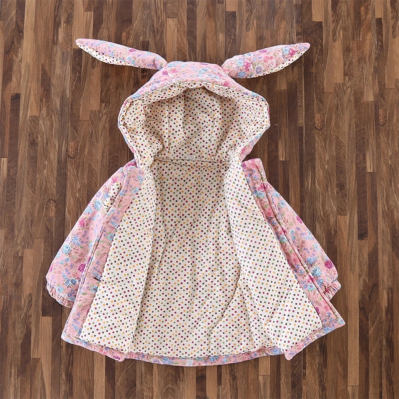 Зимняя хлопковая Детская куртка с капюшоном и бантиком для маленьких девочек