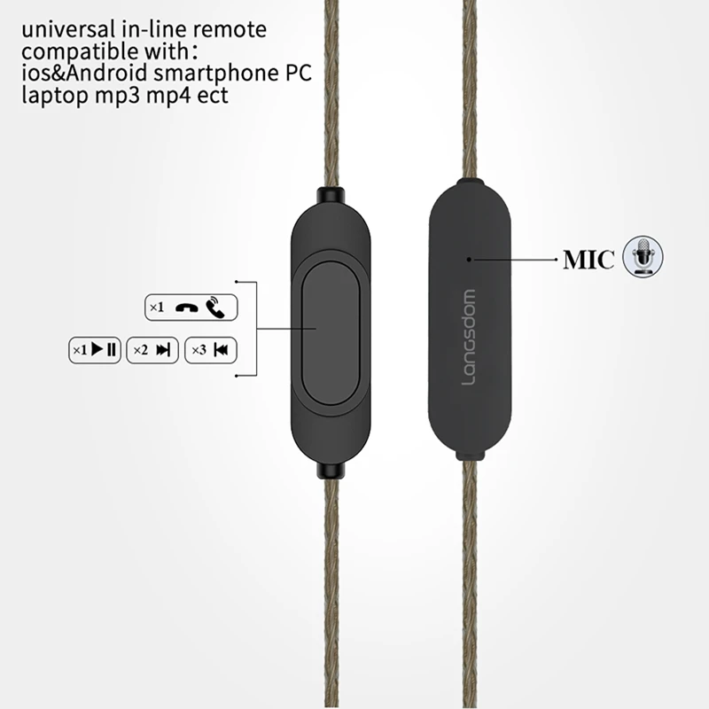Langsdom D5 наушники с двумя драйверами Hi Fi стерео в ухо auriculare съемная гарнитура