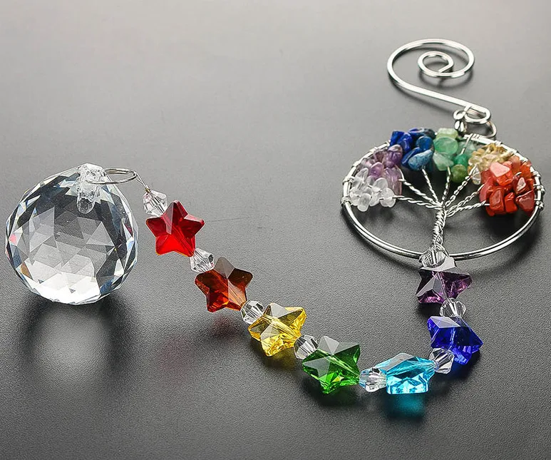 Type1 H& D Дерево жизни хрустальный шар-Призма Suncatcher Радуга производитель люстра Декор чакра окно сад подвесной кулон орнамент - Цвет: Type1