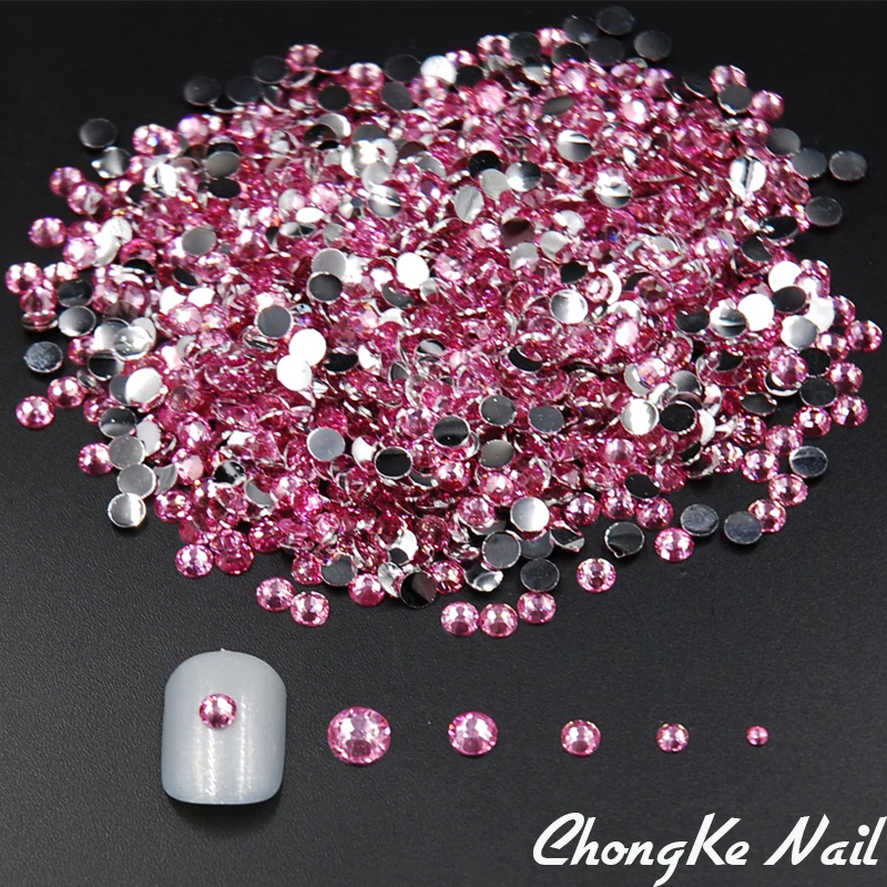 Топ ногтей акрил розового цвета Стразы для металлическая Икра дизайн колеса