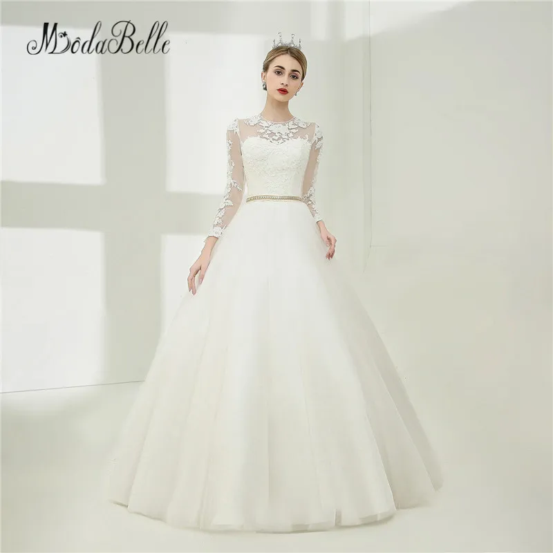 

modabelle White Wedding Dresses Lace Long Sleeve Simple Newest 2018 Vestido De Novia Vintage Bride Dress Free Shipping