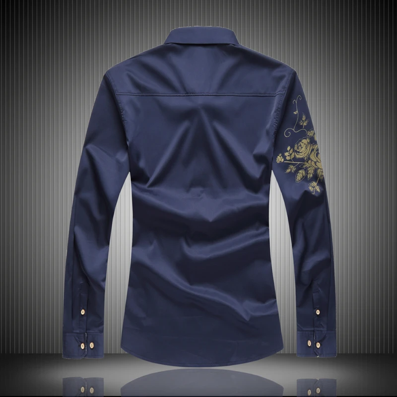 LONMMY 7XL Casual shirt men clothes Long sleeve flower Floral Slim fit mens white camisa White Black Wine red Navy 2018 | Мужская одежда