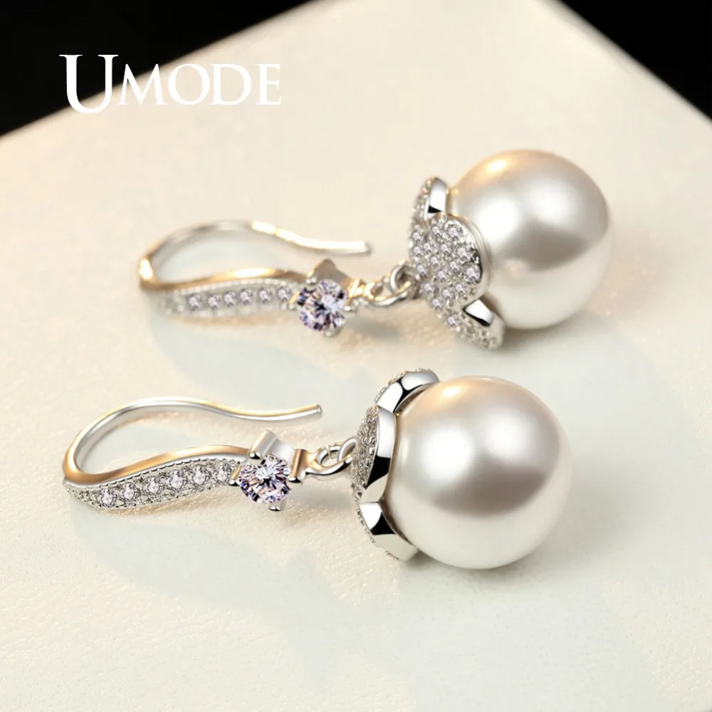 Женские серьги-подвески с фруктами UMODE модные серьги из белого золота жемчугом
