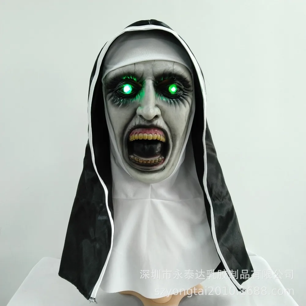 Conjuring 2 The Nun Horror светящаяся маска для косплея страшные латексные маски с шарфом головы шлем полным лицом