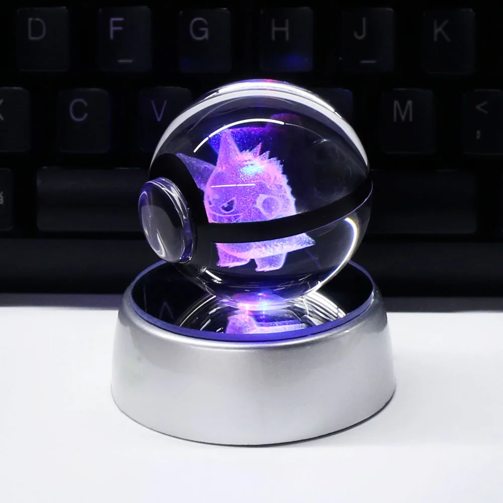 Хуэй Юань Gengar Кристалл Pokeball Poke ball 5 см Диаметр клетки кнопки питание 3D ночь