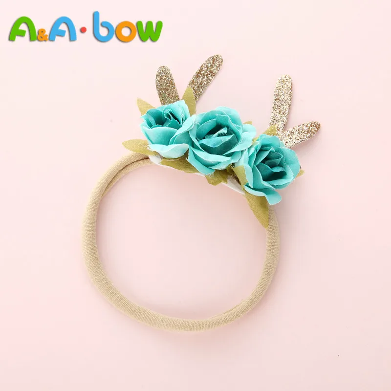 6pcs/lot Deer Antler Flower Headbands Nylon Headband Christmas Hair Band For baby Girls Cute Soft Elestic Accessories | Мать и ребенок