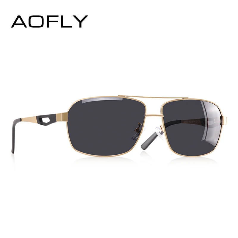 AOFLY, фирменный дизайн, мужские поляризованные солнцезащитные очки, металлические Квадратные Солнцезащитные очки, очки для вождения, очки для мужчин, Oculos masculino, мужские AF8185 - Цвет линз: C5Gold