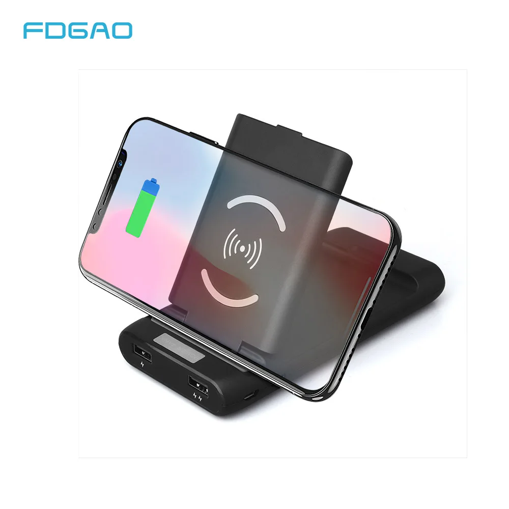 FDGAO 10000 мАч Портативный Qi беспроводной банк питания USB Type C PD Быстрая зарядка для