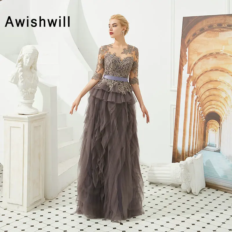 2020 Vestidos de Fiesta Noche элегантное женское длинное формальное платье с рукавами 3/4