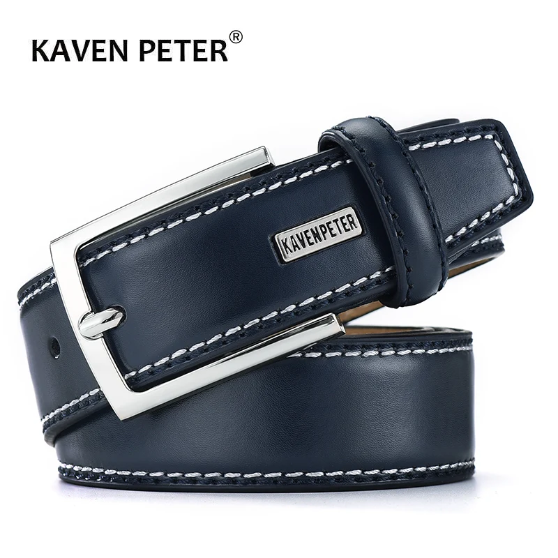 Men Genuine Leather Belt Fashion Real Leather Belts For Men With Single Prong Buckle Dress Black Cowskin Belt Ceinture Homme