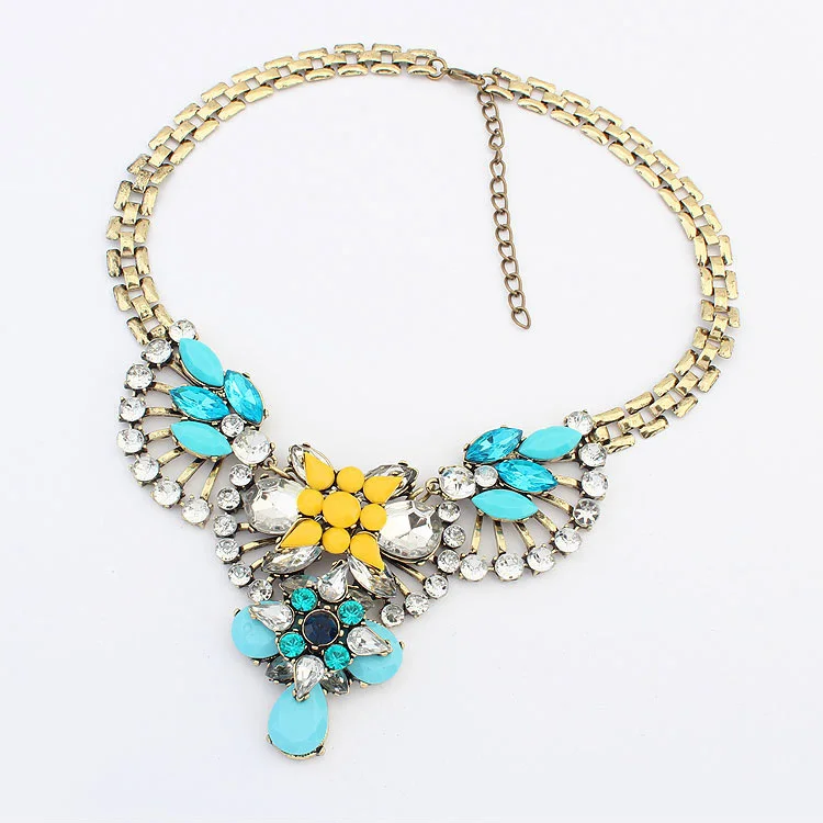 New 2015 Hot Vintage Fashion Statement Necklaces for Women sweet Luxury Angle Wings Rhinestone Beads Gem necklaces N39 | Украшения и