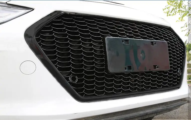 ABS сотовый передний бампер Передняя сетка гоночная решетка подходит для hyundai Elantra в - Цвет: Черный
