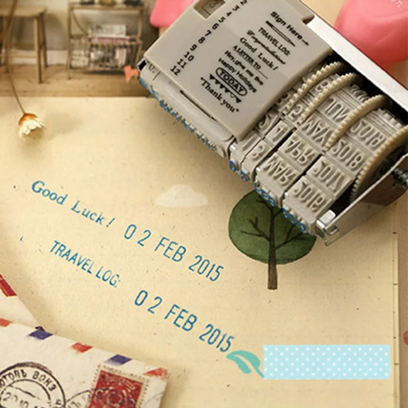 Творческие слова Дата Ролик Штамп прозрачные штампы Скрапбукинг DIY печать штамп