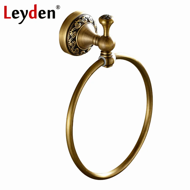 

Настенный держатель для полотенец Leyden из античной латуни/искусственной кожи