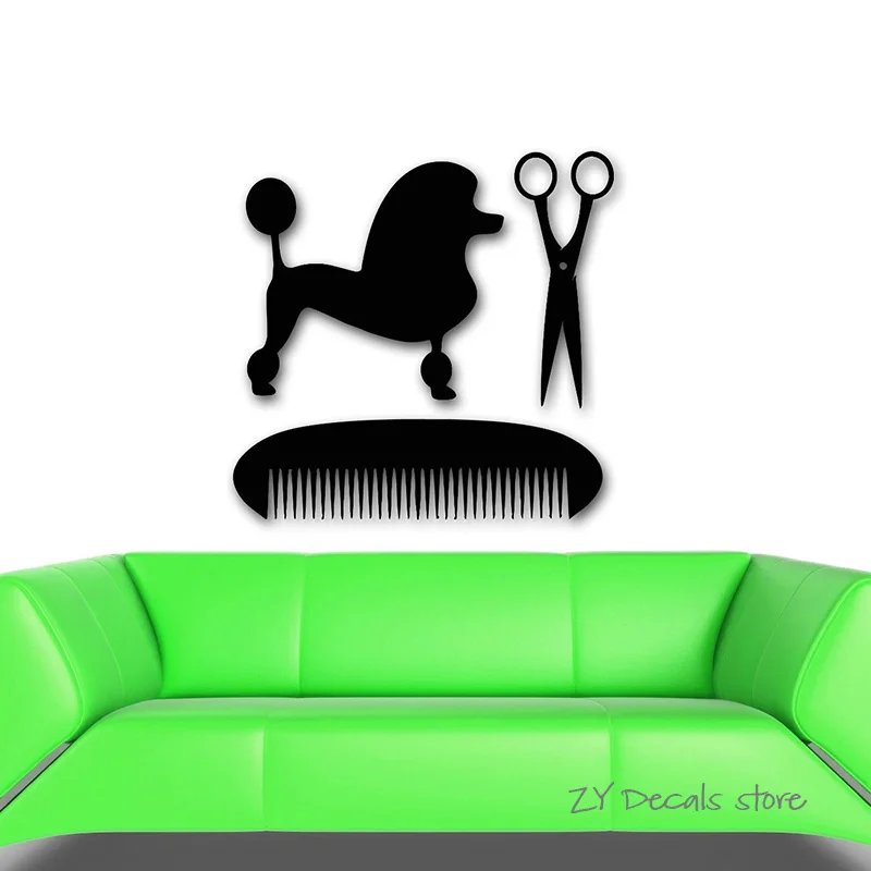

Pets Beauty Salon Wall Decals Dog Hairdresser Wall Sticker Dogs Grooming Salon Wall Stickers Family Vinyl Decor Shop Window L352