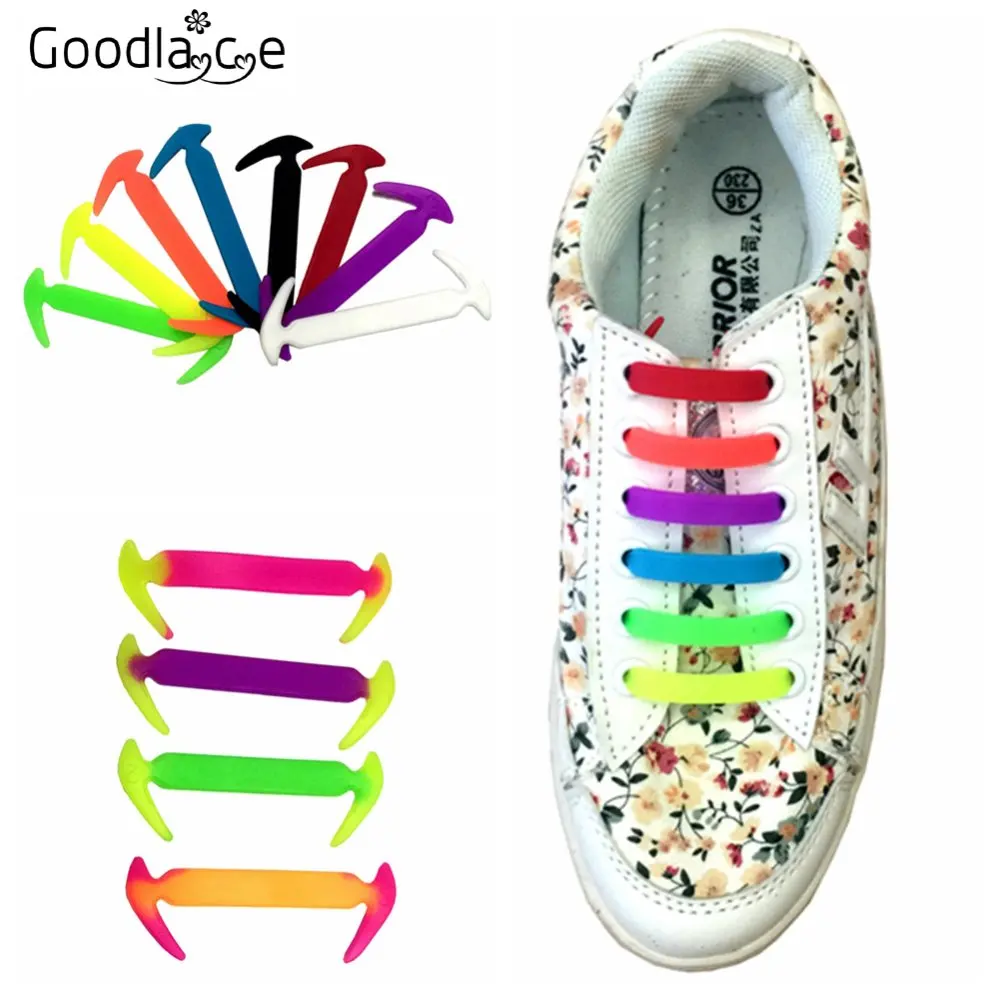 

12PCS Set No Tie Shoelaces Easy Tie Elastic Silicone Shoe Laces Canvas Sneakers