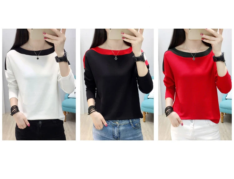 Blusas Mujer De Moda Осенние повседневные хлопковые блузки с вырезом лодочкой Лоскутные рубашки с длинным рукавом для женщин размера плюс женская одежда