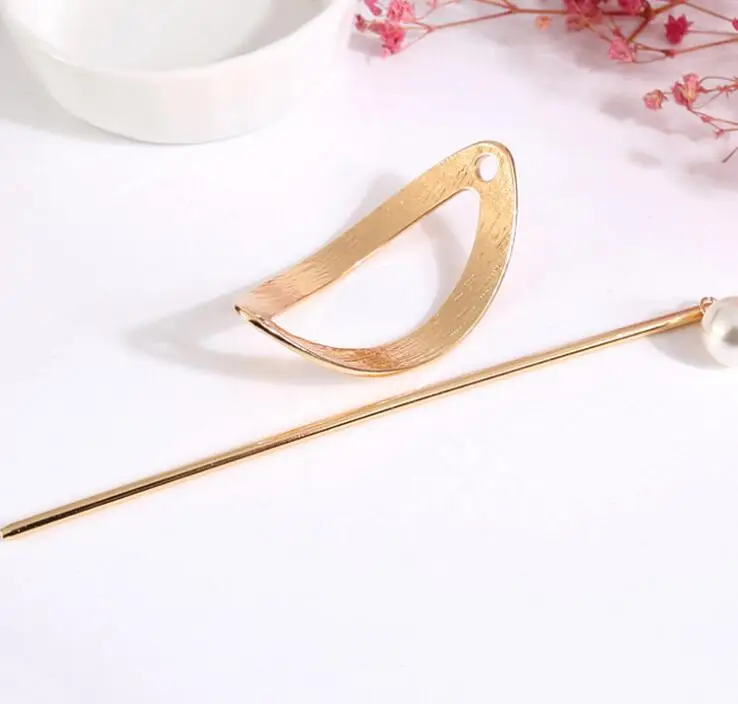 Ellipse gold Timlee H132 Модные Простые Сердце Звезда круглый дизайн имитация жемчуга металлические палочки для волос Заколки торговля аксессуарами для волос - Окраска металла: Ellipse gold
