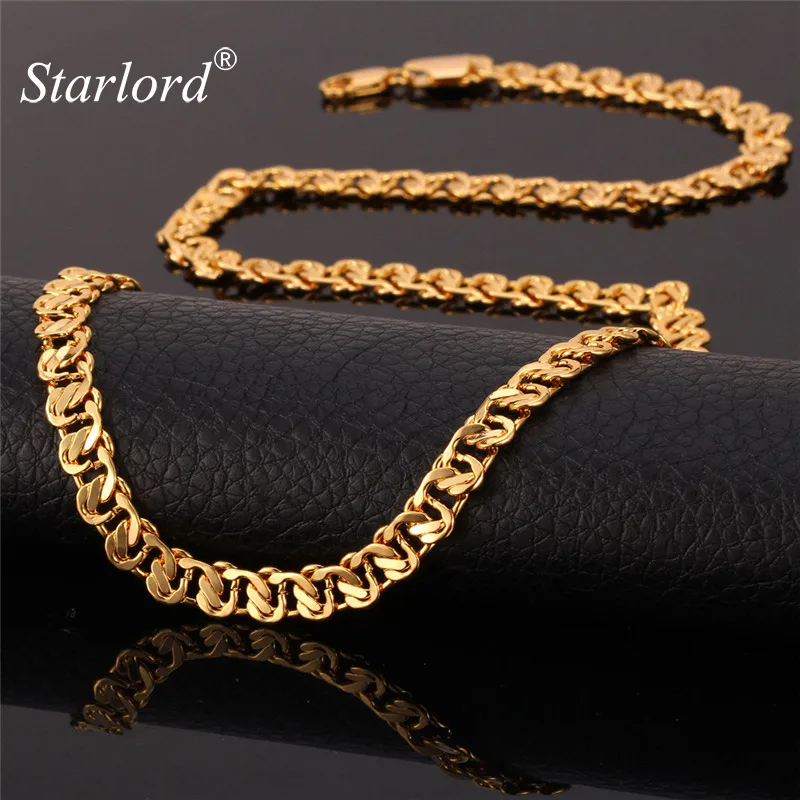 

Starlord Anchor Chain Gold Color Jewelry Set Necklace Bracelet Vintage 8MM 55CM 21CM Hot Fashion Men Jewelry Sets NH819