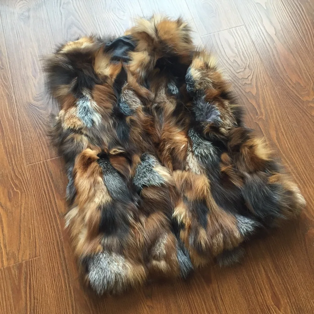 Женский жилет с лисьим мехом зимний из натурального меха бесплатная доставка FP577