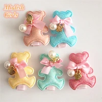 lovely bears glitter felt hair clips with beads cute shinning animals featured hairpins with apple charms kids hair clips new