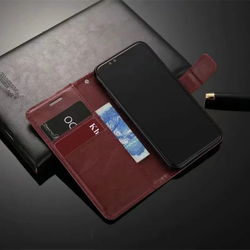 Чехол подставка из искусственной кожи в стиле ретро для iPhone XS MAX XR 7 Plus 8