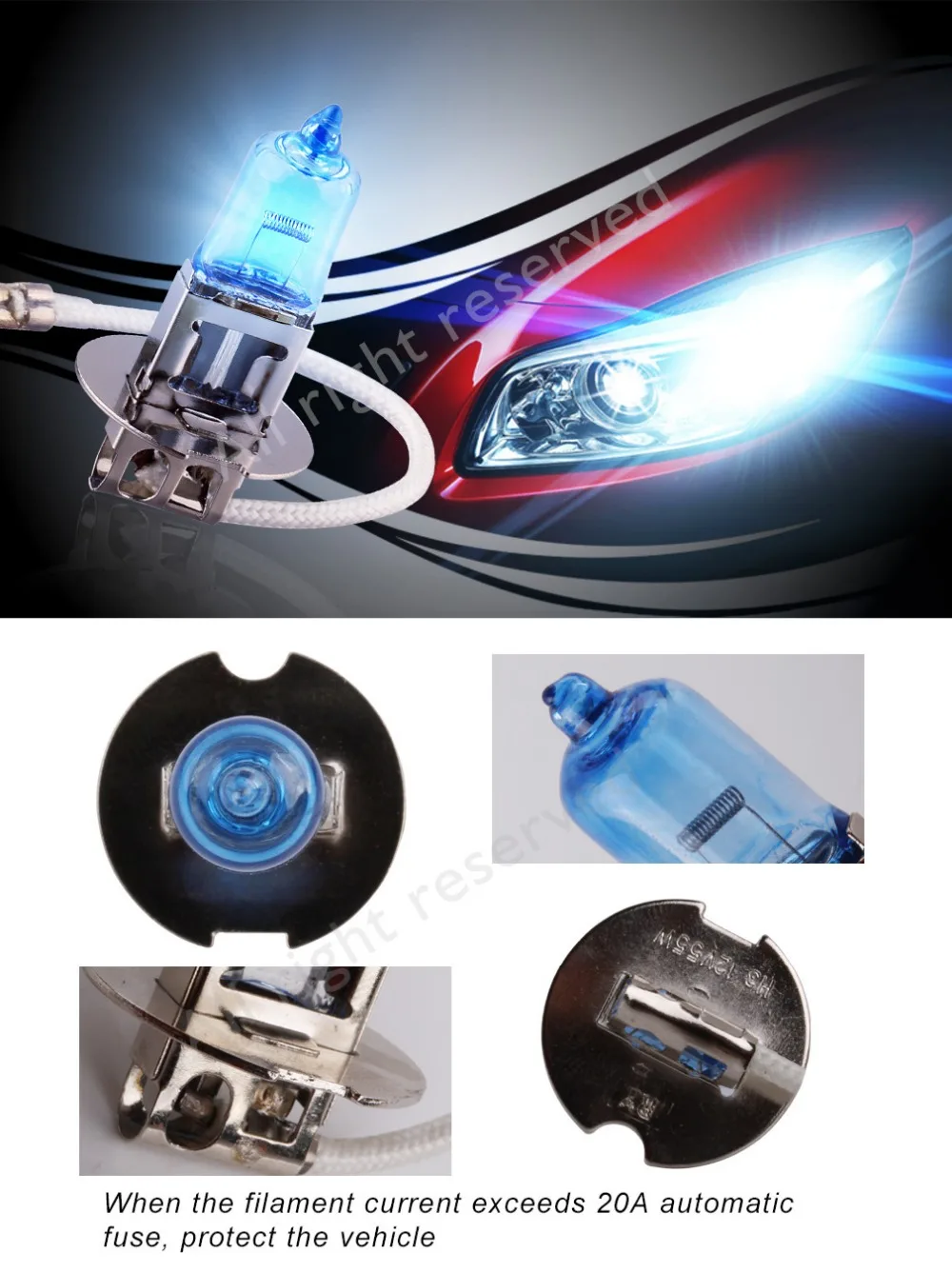 Галогенные лампы H11 12V 55W Автомобильные фары белые 5000K H3 H1 H7 H4 HB3 HB4 9005 9006