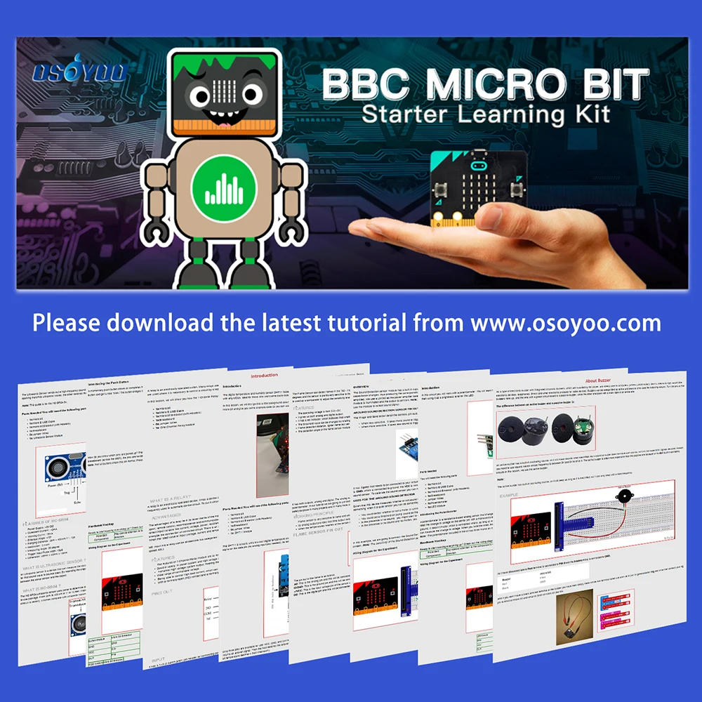 OSOYOO стартовый обучающий комплект для BBC Micro bit Программирование микропитона для начинающих и детей подходит для обучения стволу