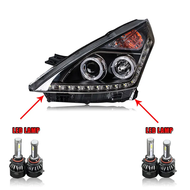 2 шт. светодиодный фары для Nissan Altima 2008-2012 светодиодный Автомобильные фары ангельские глазки комплект ксеноновых фар, Высокопрочная конструкция протовотуманная подсветка Габаритные огни - Цвет: ALL LED