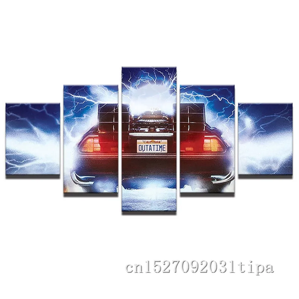 Back To The Future автомобиля 5 Панель Абстрактная живопись украшение на стену маслом