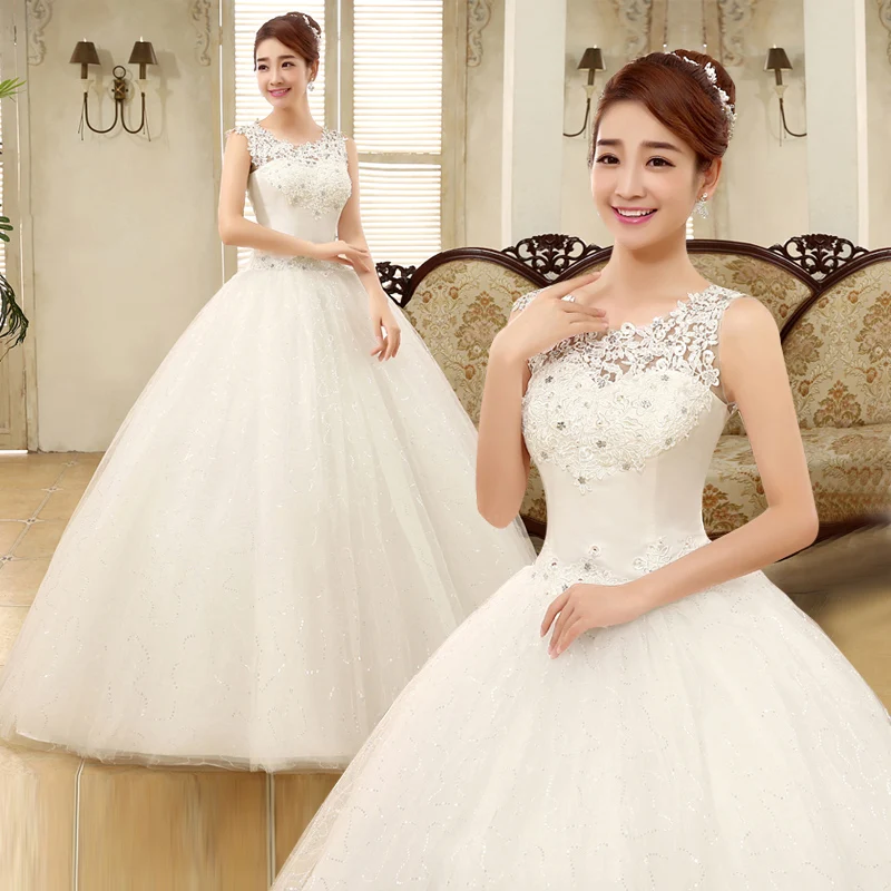 2017 new stock plus size women pregnant bridal gown wedding dress white lace ball gown cheap white sexy korea long organza 4531