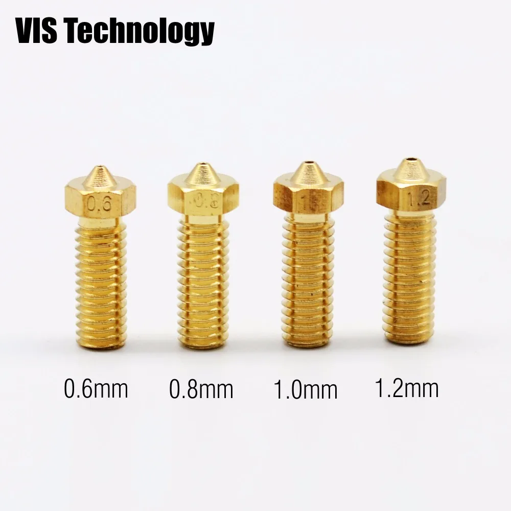 5pcs/lots Volcano nozzles 3D Printer Brass Lengthen extruder nozzle 0.6/0.8/1.0/1.2mm for1.75/3mm