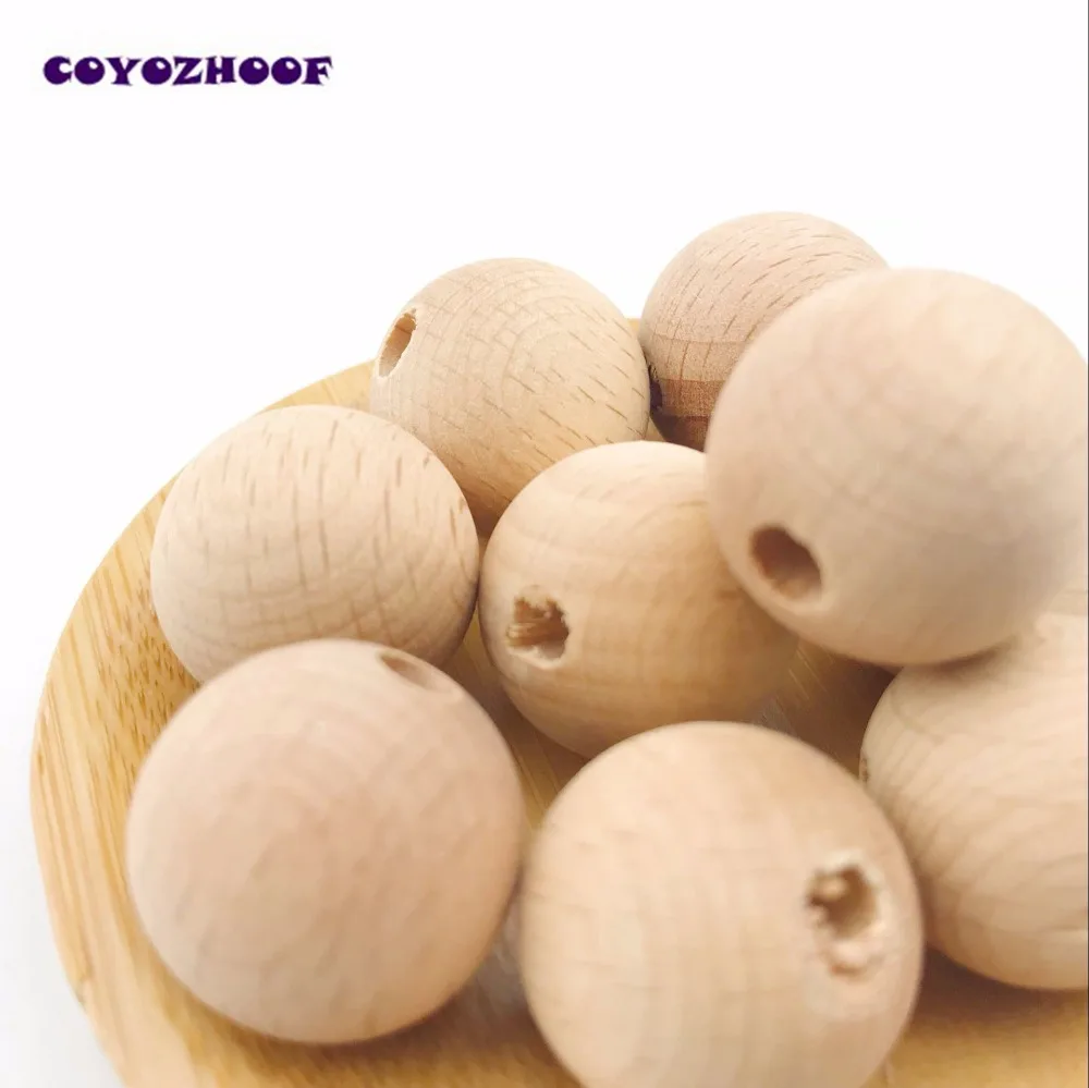 

DIY Unfinished 100pcs Beech Beads 20mm Chewable Round Beads Nutaral Wooden Teether Beads Making Handmade Craft Jewelry