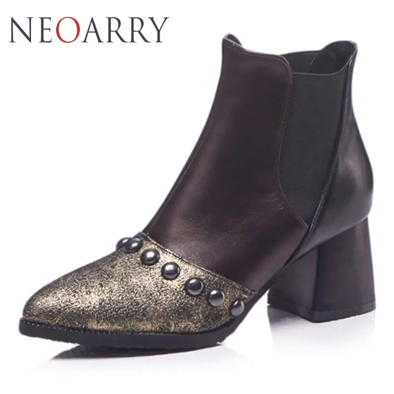 Neoarry 2018 осень зима Новые модели обуви женщина Западной Стиль заклепками в стиле