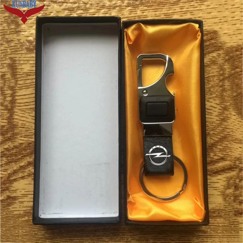 KUNBABY новый модный металлический Кожаный Автомобильный Брелок держатель с LED